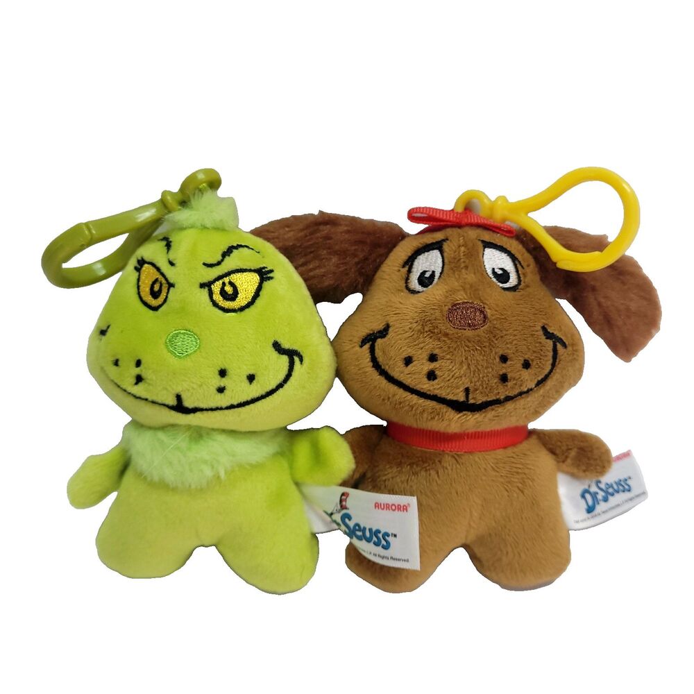 Dr‎ Seuss Grinch Keychain Plush Max 4" Aurora Stuffed Toys mini
